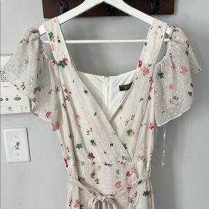 Floral White Dress with Pink Accents